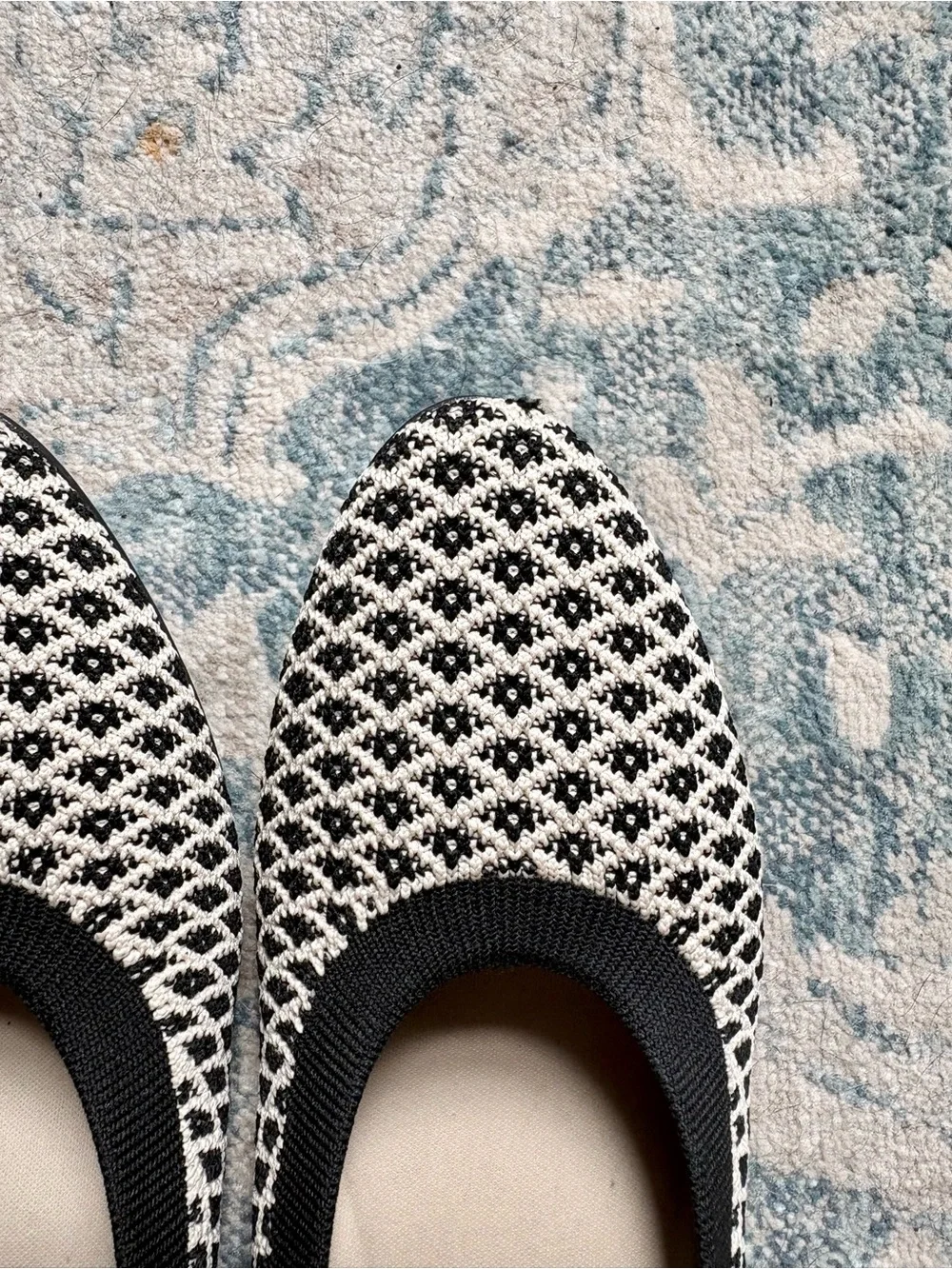 VIVAIA Ballet Flats Geometric Knit Black Cream White Tweed Fall Size 39 US 8